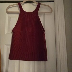 Express Women's Ribbed Sweater Red Tank Top